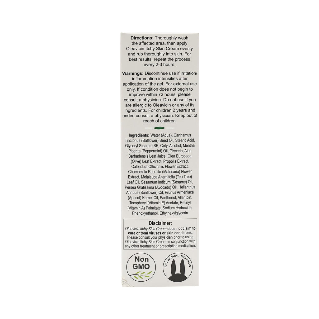 Oleavicin Organic Extra Strength Anti-Itch Cream for Dry, Itchy Skin Relief Natural Fungal & Rash Treatment with Olive Leaf Extract Fast-Acting, Long-Lasting Relief