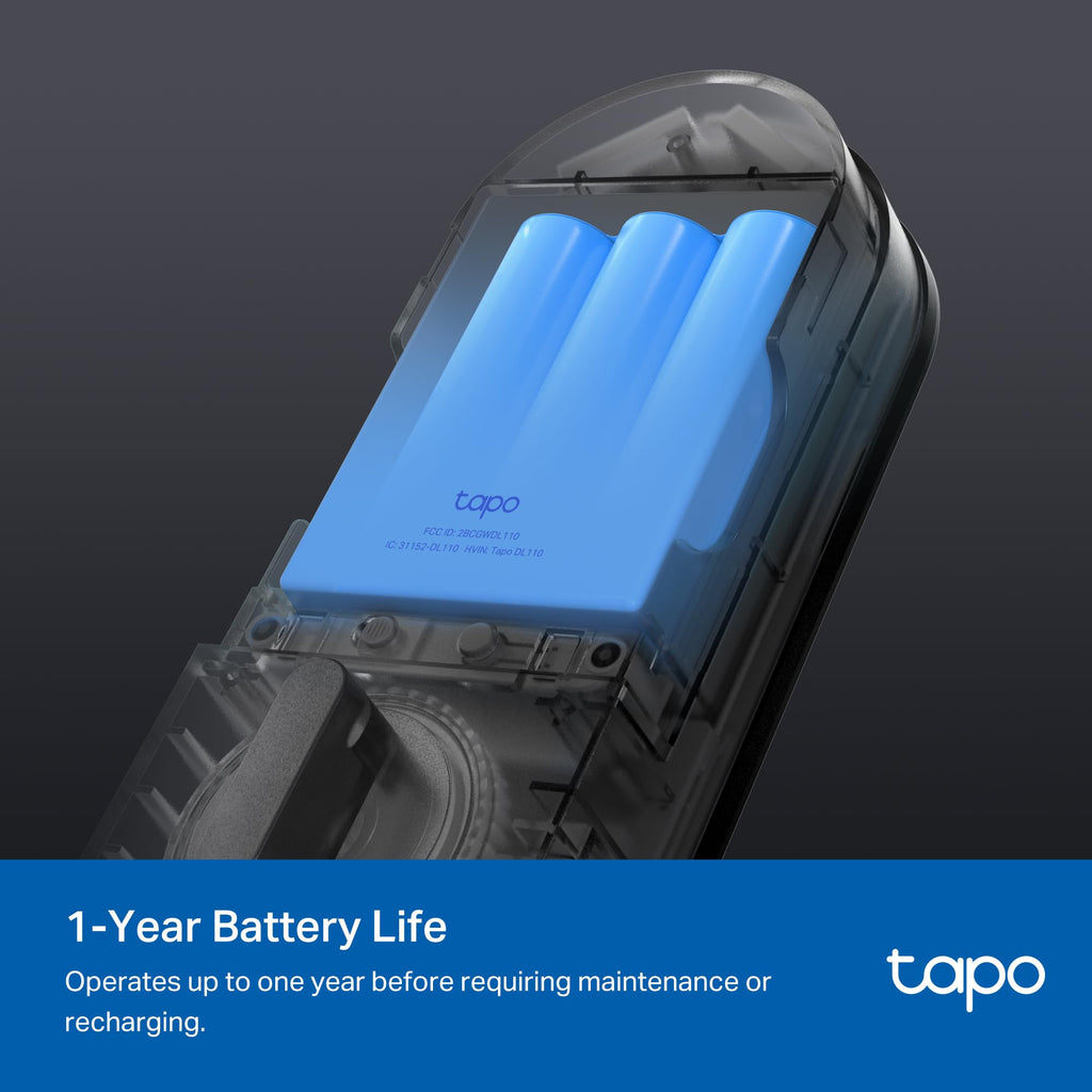 Tapo Smart Wi-Fi Door Lock, Deadbolt | Keyless Entry, Fingerprint Recognition, Touchscreen Keypad & in-App Monitoring with Scheduled Access|1-Year Rechargeable Battery | BHMA Grade 2 | DL110