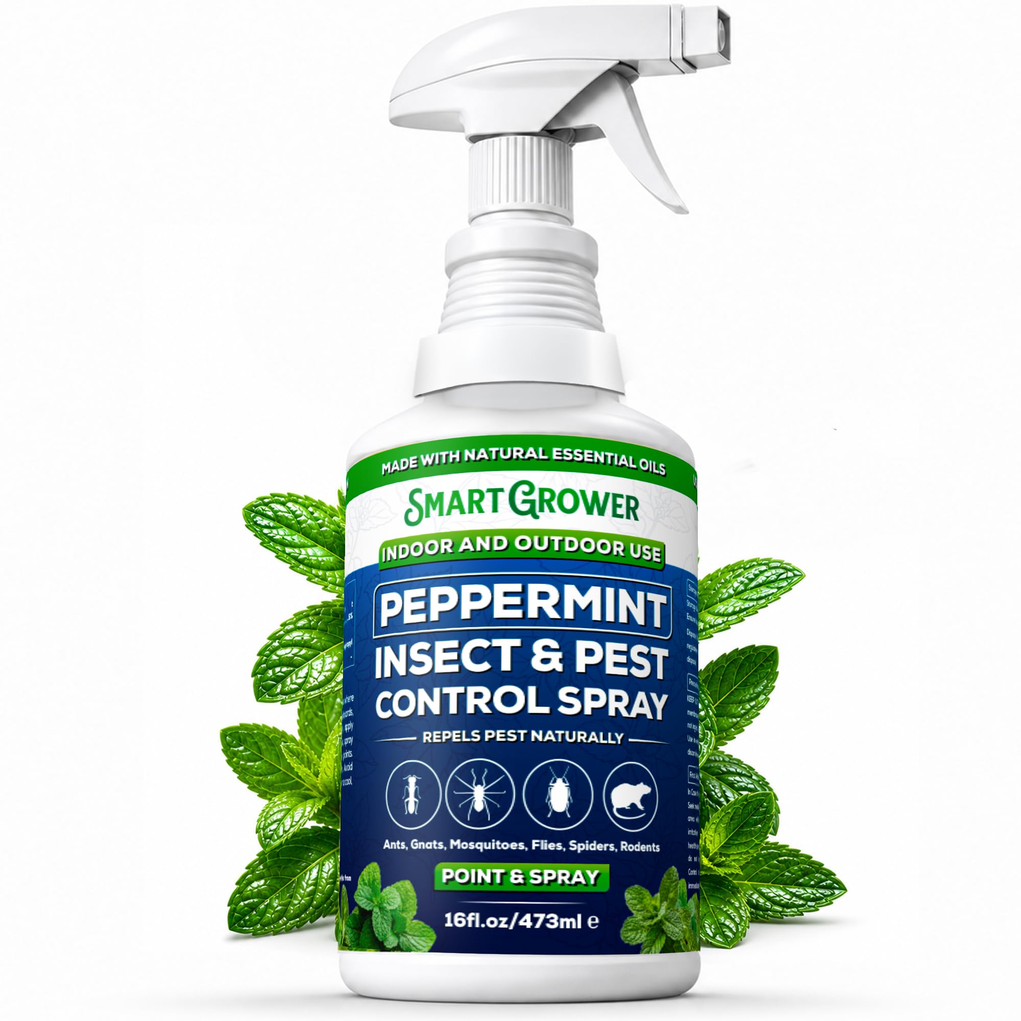 Peppermint Oil Spray for Insects, Pests, Rodents, Mice, Bugs, Spiders, Ants & Wasps - All Natural Pest Control Repellent for Home, Indoor, Outdoor, Garden, Maximum Strength, Ready-to-Use, 16 FL OZ