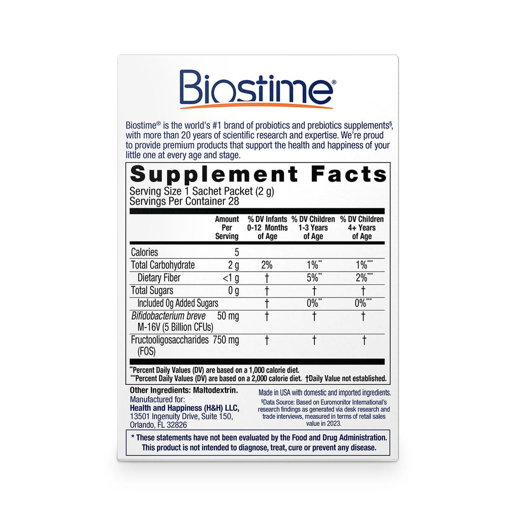 Biostime Baby & Kids Skin Defense | Helps Protect from Skin Inflammation † | 5 Billion CFUs | Gut Support | Clinically Tested Probiotics Strains | 28 Sachets