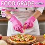FINITEX Nitrile Disposable Latex-Free Gloves - 1000PCS/Case Powder-Free Guantes de Nitrilo Cleaning Medical Exam Food Cooking Gloves Rose Red(Small)