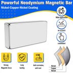 FINDMAG 200Pcs Neodymium Bar Magnets, Rare Earth Magnetic Bar, Magnets Bar for Fridge, Locker, Whiteboard, Science, Tool Storage – 10x5x2mm (Silver)