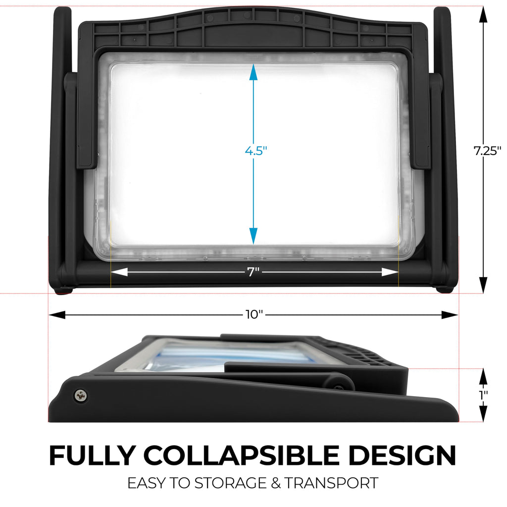 MAGNIPROS Patented 5X Large LED Page Magnifier with Detachable Stand | Eye Caring 3 Color Light Modes & Anti-Glare Lens to Reduce Eye Strain-Ideal for Reading Fine Print, Crafting, Low Vision Seniors