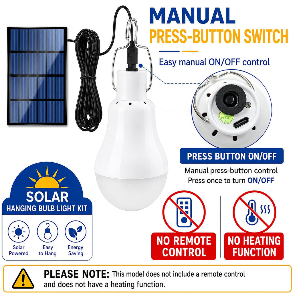 Solar Light Bulbs for Indoor Home and Chicken Coop, Outdoor Waterproof Camping Lamps for Tent, Rechargeable LED Solar Lights for Shed Night, Emergency, 2-Pack