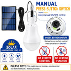 Solar Light Bulbs for Indoor Home and Chicken Coop, Outdoor Waterproof Camping Lamps for Tent, Rechargeable LED Solar Lights for Shed Night, Emergency, 2-Pack