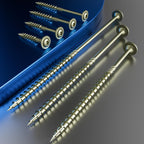 Wensilon (2 lbs)#12 x 6 Yellow Lag Screws, Structural Wood Screw, Heavy Duty Construction Screw, Rust Resistant, Washer Head, Black Coated Exterior Wood Screws, Star Drive with Bit