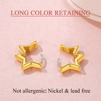 FindChic Star Huggie Earrings for Women, 14K Gold Plated Small Star Hoops