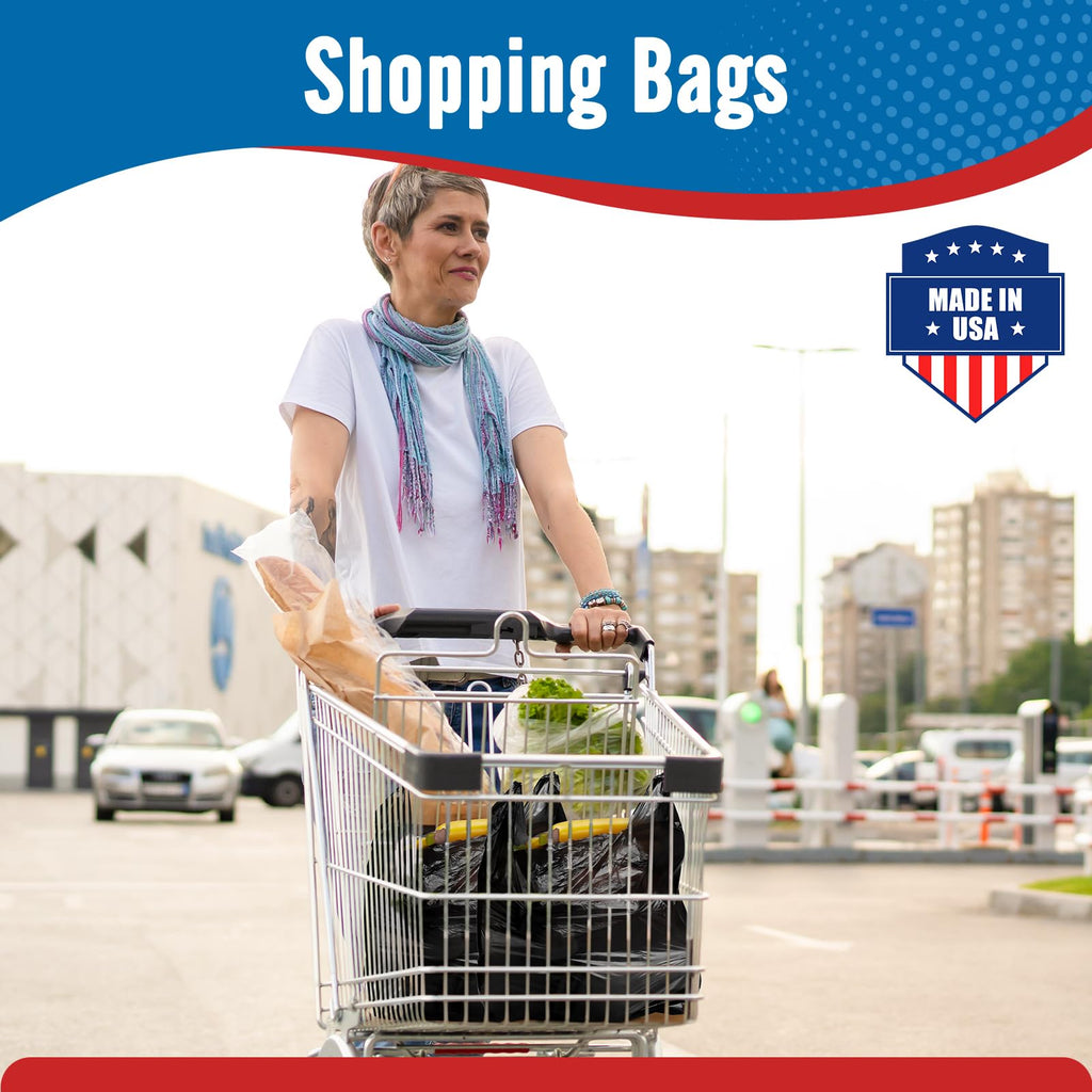 Fuxury 500 Count Plastic Grocery Shopping T-shirt Bags Black with Handles