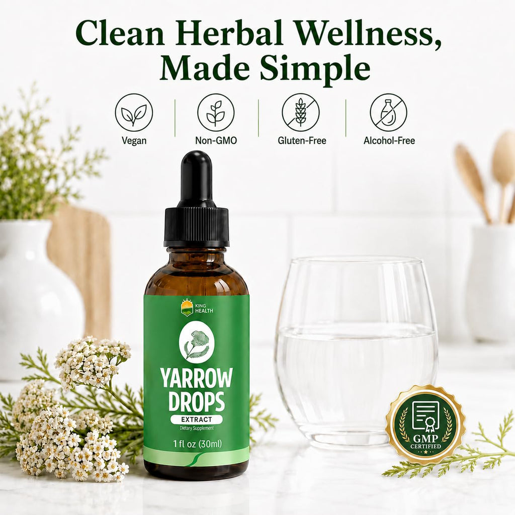 Yarrow Herb Tincture, Organic Yarrow Extract Liquid Drops, Alcohol-Free Achillea Millefolium Herbal Supplement for Women, GMP Certified, Vegan, Non-GMO, Gluten-Free, 1 Fl Oz