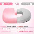 AUVON Innovative Donut Pillow Hemorrhoids Scientific Center Hole and Tailbone Cutout, Orthopedic Pain Relief Donut Seat Cushion for Coccyx, Sciatica, After Surgery Sitting Relief