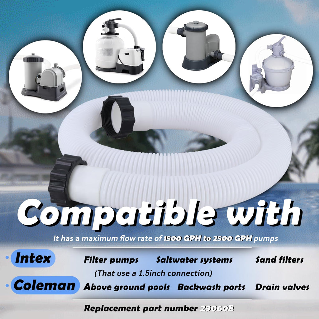 1.5" Pool Pump Hose Compatible with Intex Pump Sand Filters & Saltwater Systems, 29060E Pool Hoses Fit for Coleman Above Ground Pools Parts 59" Long