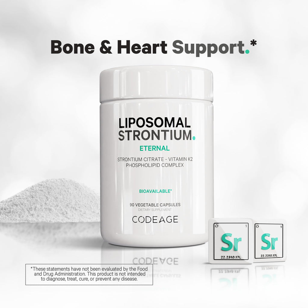 Codeage Liposomal Strontium Supplement - Strontium Citrate, Vitamin K2 MK-7, Liposomal Delivery, Non-GMO, Gluten-Free - 90 Capsules