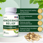Liovsiso Collinsonia Root Hemorrhoid Relief - Organic Stone Root for Veins & Hemorrhoid Swelling, and Discomfort - Natural Herbal Formula, Non-GMO - 100 Capsules