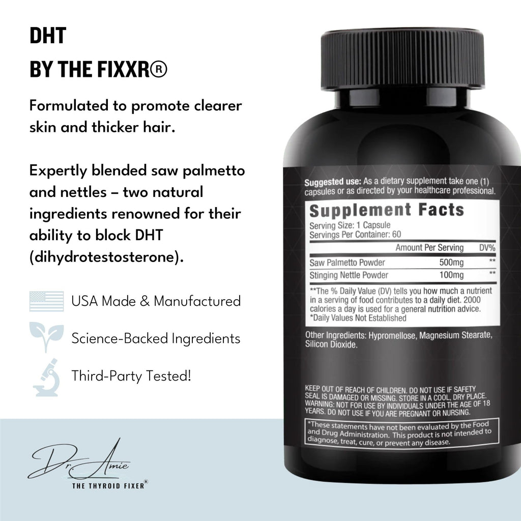 Fixxr DHT Support by Dr. Amie | with Saw Palmetto and Nettles | Acne and Hair Loss Support | 60 Capsules