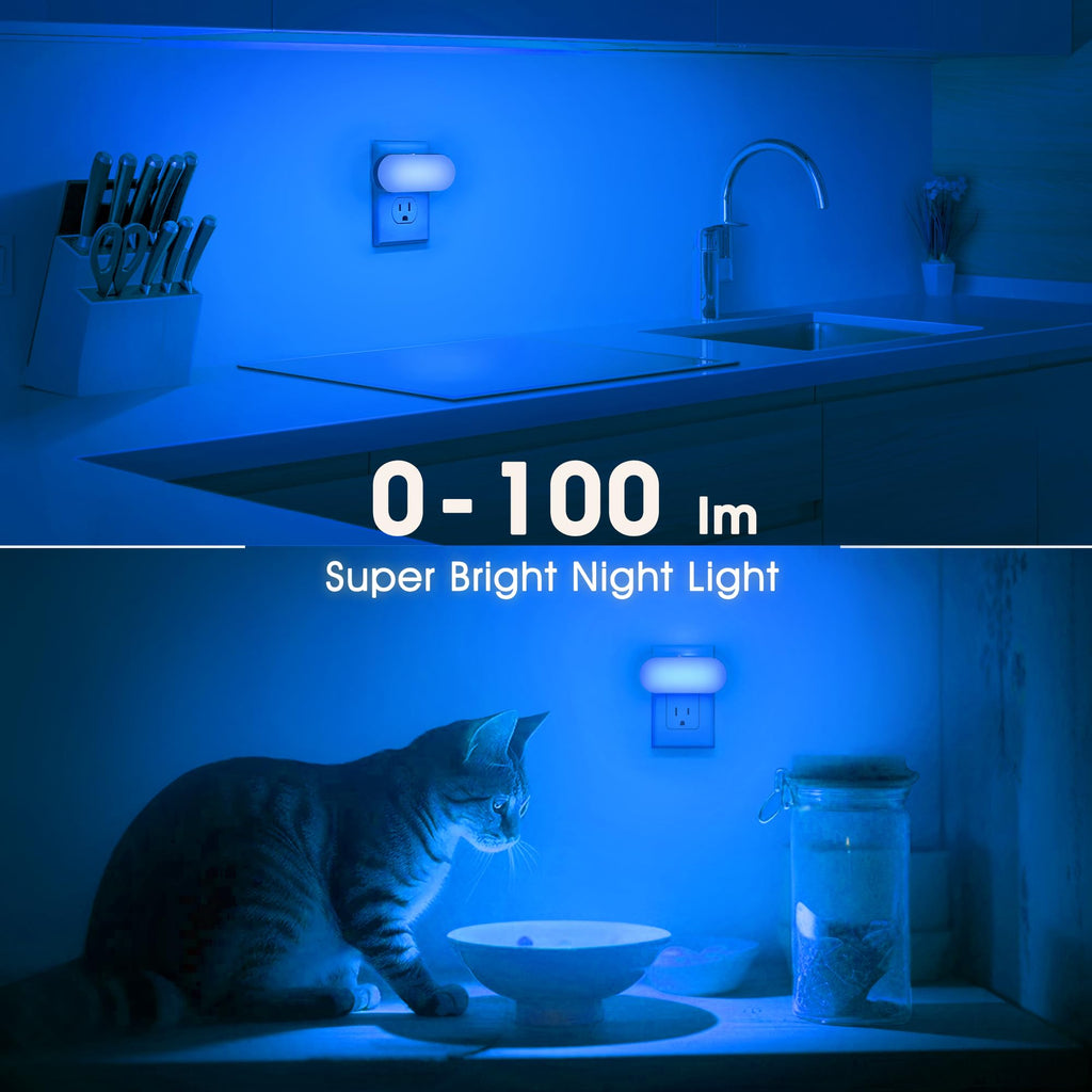 DORESshop Blue Night Light Plug into Wall With Light Sensor 4 Pack, 1W Led Dimmable night light for Bedroom, Kids Room, Bathroom, Gift
