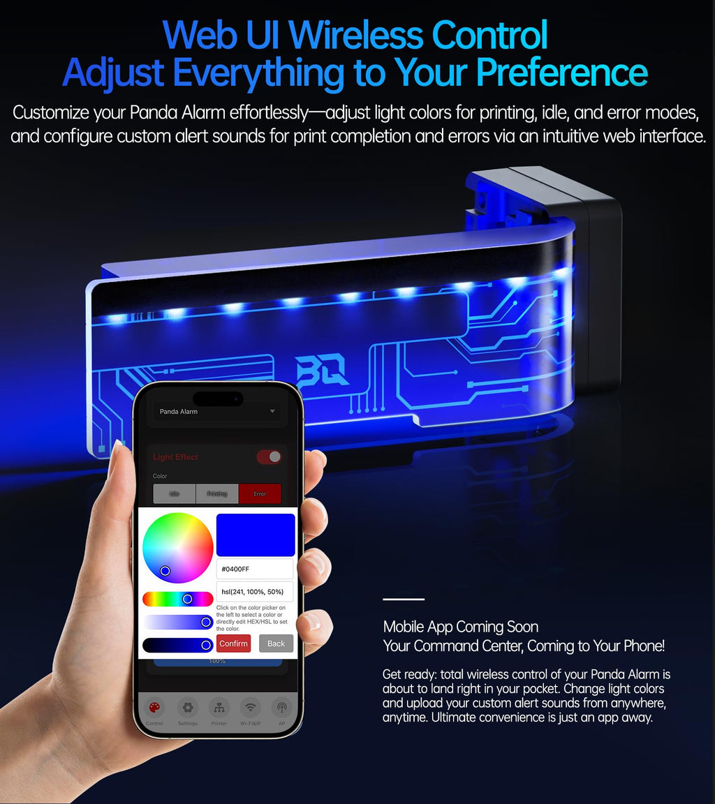 BIQU Panda Alarm for Bambu-Lab P1P P1S, Wireless Sound and Light Alarm Printer Status Display Support Web UI & BIQU APP Control