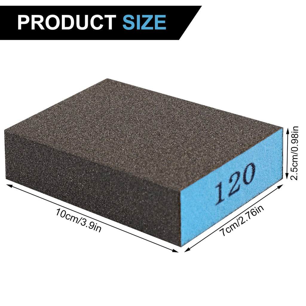 Romeda 8-Pack Sandpaper Block, 120 Grits Washable and Reusable Handmade Sanding Sponge, Drywall Sandpaper Blocks for Wooden Drywall Sheetrock and Metal Glazing