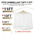 CEAWTUMY 9-11 FT Outdoor Mosquito Netting for Patio, Windproof Universal Umbrella Mosquito Net for Patio Garden Backyards, Polyester Mesh Outdoor Umbrella Screen with Zipper (White)