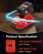 TOMORTOOL 2-Pack 18V 6.0Ah Replacement for Milwaukee M-18 Battery and 1 Charger(red)