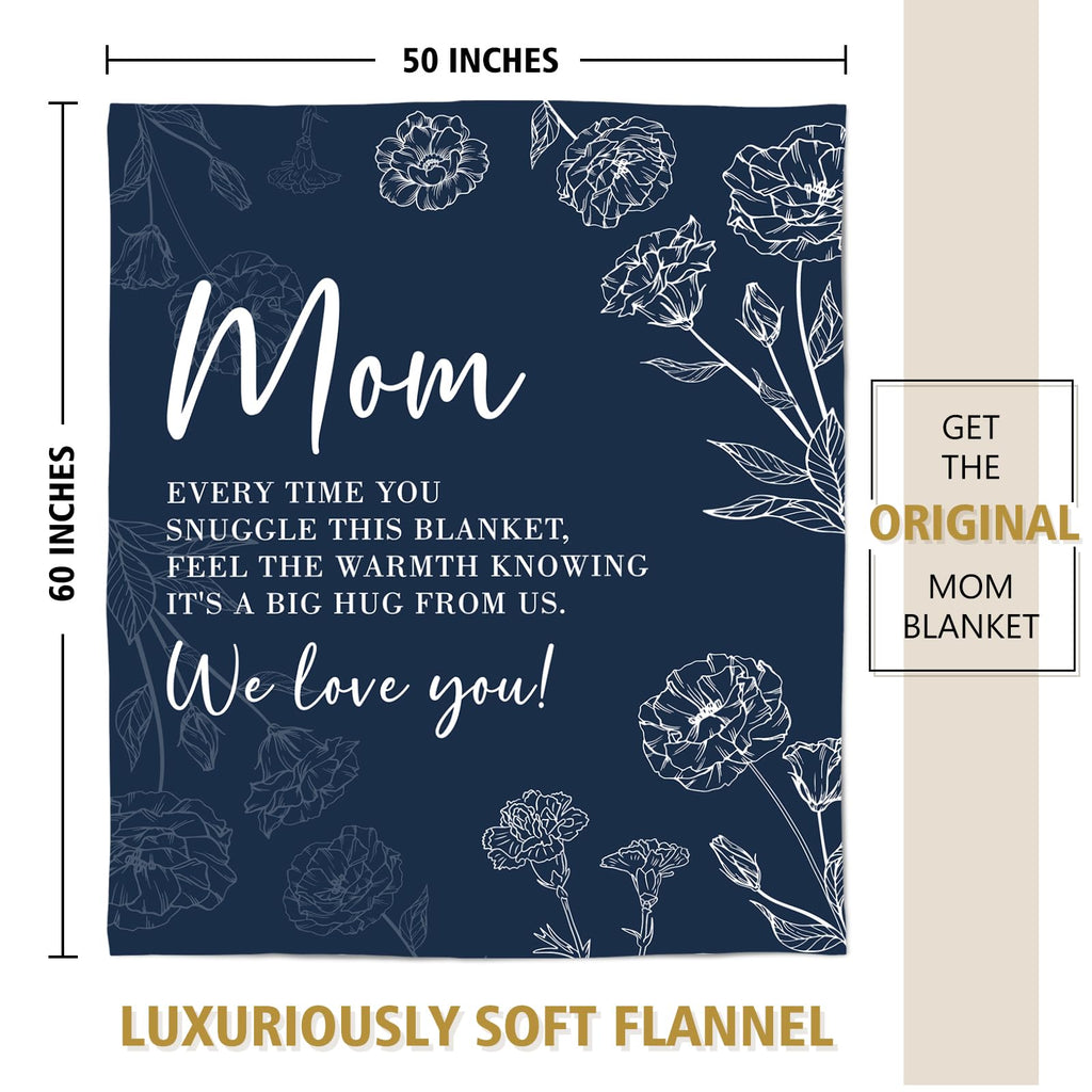 GiltGlimmer Mom Birthday Gifts, Mom Floral Blanket Blue, 60" x 50"