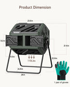 THE Growing 43 Gal Outdoor Compost Bin Tumbler for Backyard Garden, Green