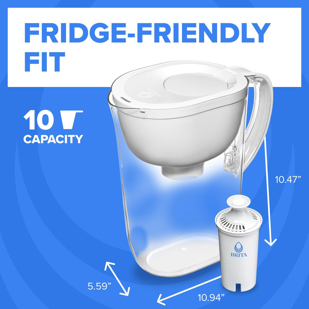 Brita Large 10 Cup Water Filter Pitcher, Includes 1 Filter, Bright White