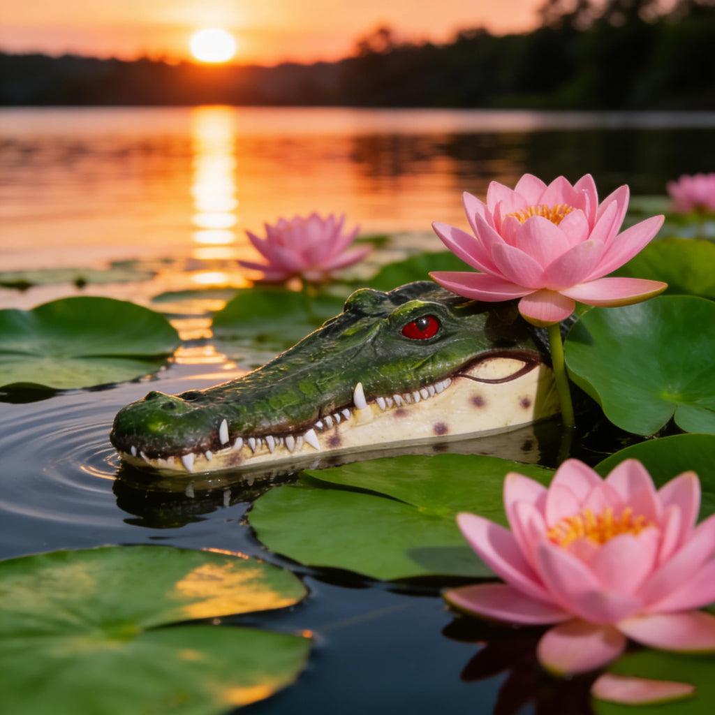 Benhurb Pond Floating Alligator Head Decoy, Pools Float Fake Gator Head Duck Detterent Crocodile Head Decoy for Koi Garden Yard Decoration Swimming Pool Animal Protector