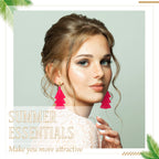 Hicarer 6 Pair Boho Rattan Earrings for Women,Cute Series