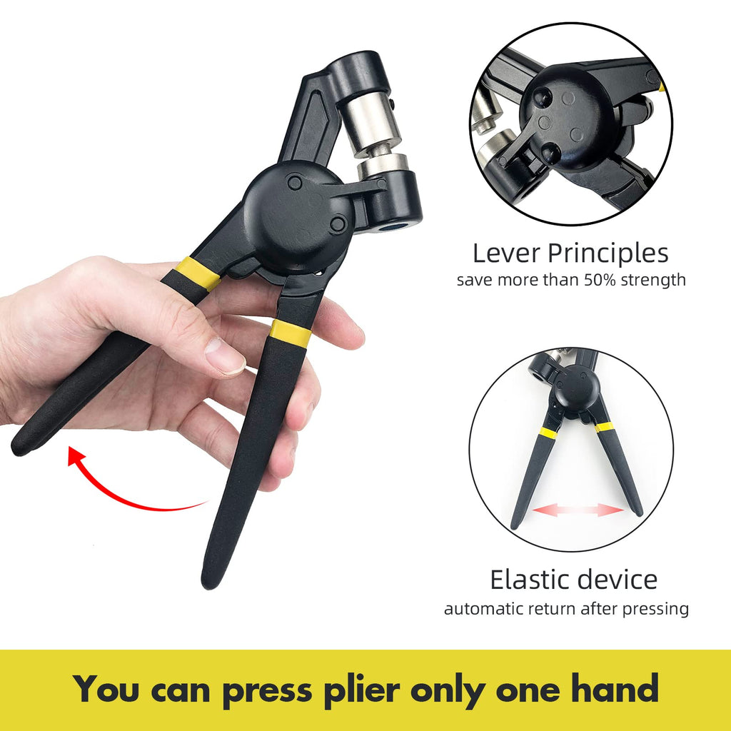 HAPDEN Grommet Tool Kit, 3/8 inch Handheld Eyelet Kit Manual Grommet Press Machine with 500 pcs 10 mm Grommets