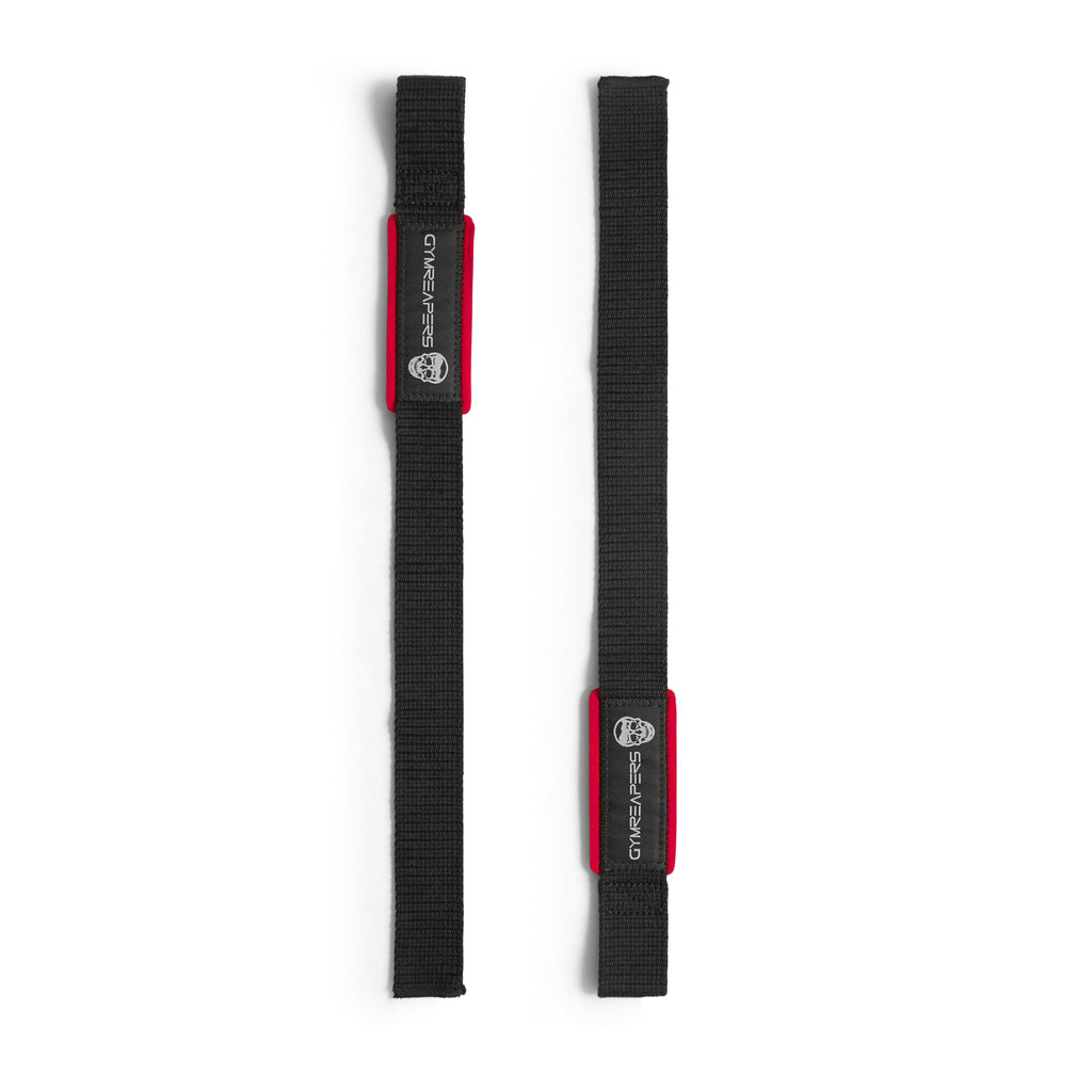 Gymreapers Lifting Wrist Straps for Weightlifting, Bodybuilding, Powerlifting, Strength Training, & Deadlifts - Padded Neoprene with 18" Cotton (Black/Red)