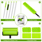 Ceiling Fan Cleaner Duster with 75'' Extension Pole, Flexible High Ceiling Fan Blades Cleaning Tool, Reusable Skinny Duster for Tight Spaces