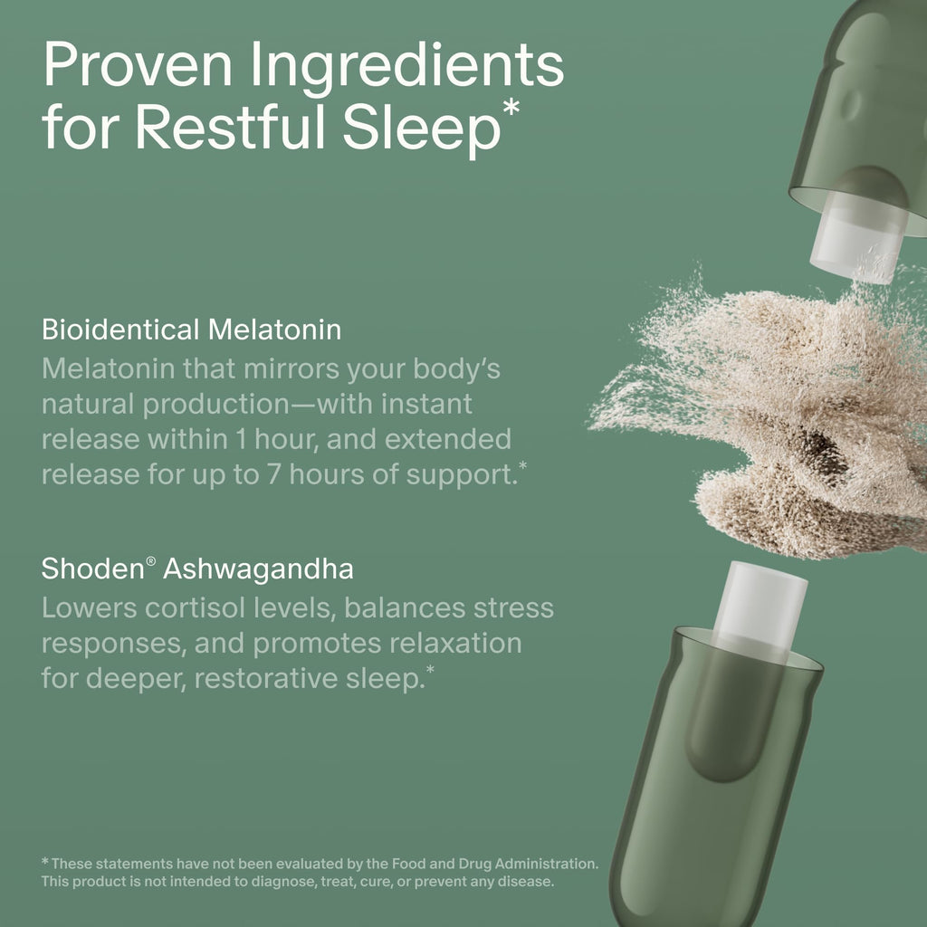 Seed PM-02 Sleep + Restore - Sleep Aid for Women & Men - Non-Habit Forming Bioidentical Melatonin & Ashwagandha - Vegan & Shelf-Stable - 30 Capsules (30-Day Supply)