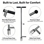 OUTUQ Stand-Up Weed Puller Tool - Stainless Steel with Ergonomic Handle & Foot Pedal