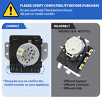 WGD4815EW2 MGDC215EW2 MGDC300BW1 WGD4800XQ4 WGD4800BQ2 W10185981 Dryer Timer Compatible with Kenmore Maytag Crosley Whirlpool Dryer Timer 115VAC 60Hz, WPW10185981 Replacement 418-095-20-B5 W10185981 E