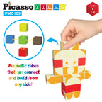PicassoTiles 103 Pieces 1" Magnetic Toy Building Block Cubes Building Block, 3D Cube Construction Cubes Magnet Sensory Toys Gifts Educational with Free Idea Book for Kid, Boy, Girl & Toddler PMC103