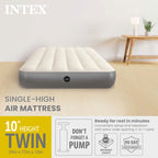 Intex 64101E Dura-Beam Standard Single-High Air Mattress: Fiber-Tech - Twin Size - 10in Bed Height - 300lb Weight Capacity - Pump Sold Separately