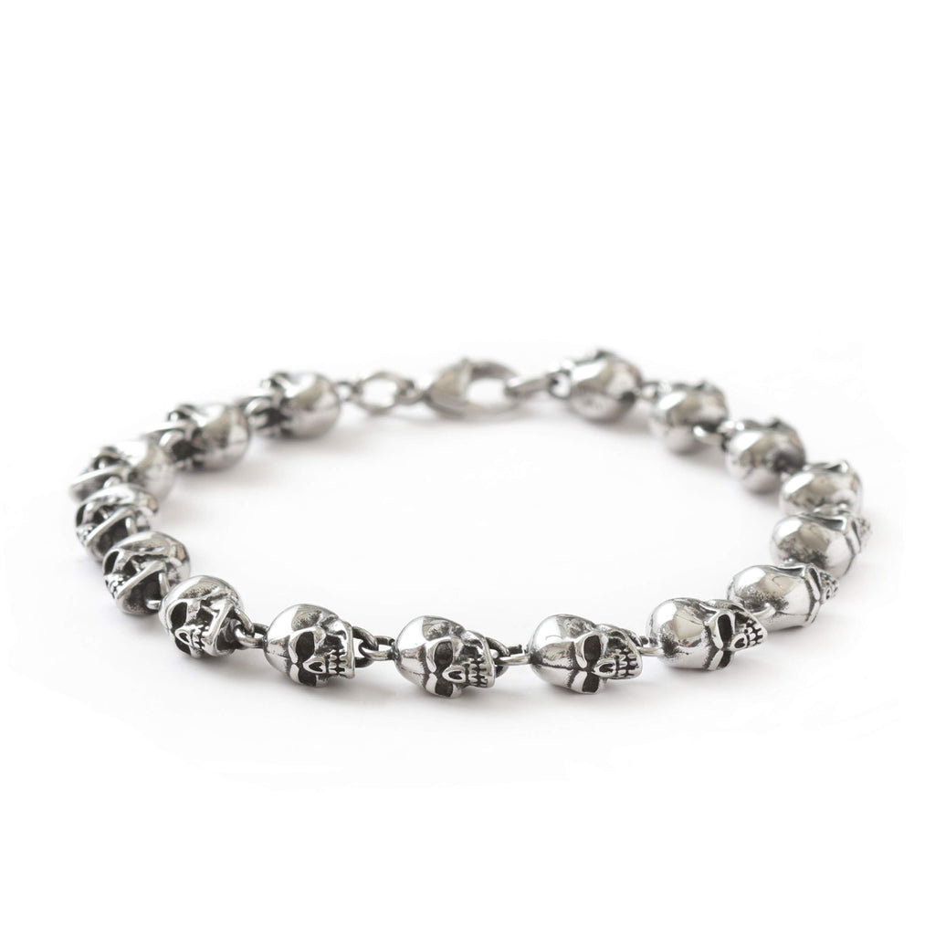 HAQUIL Gothic Skull Beaded Link Bracelet for Men, Skull Jewelry Gift