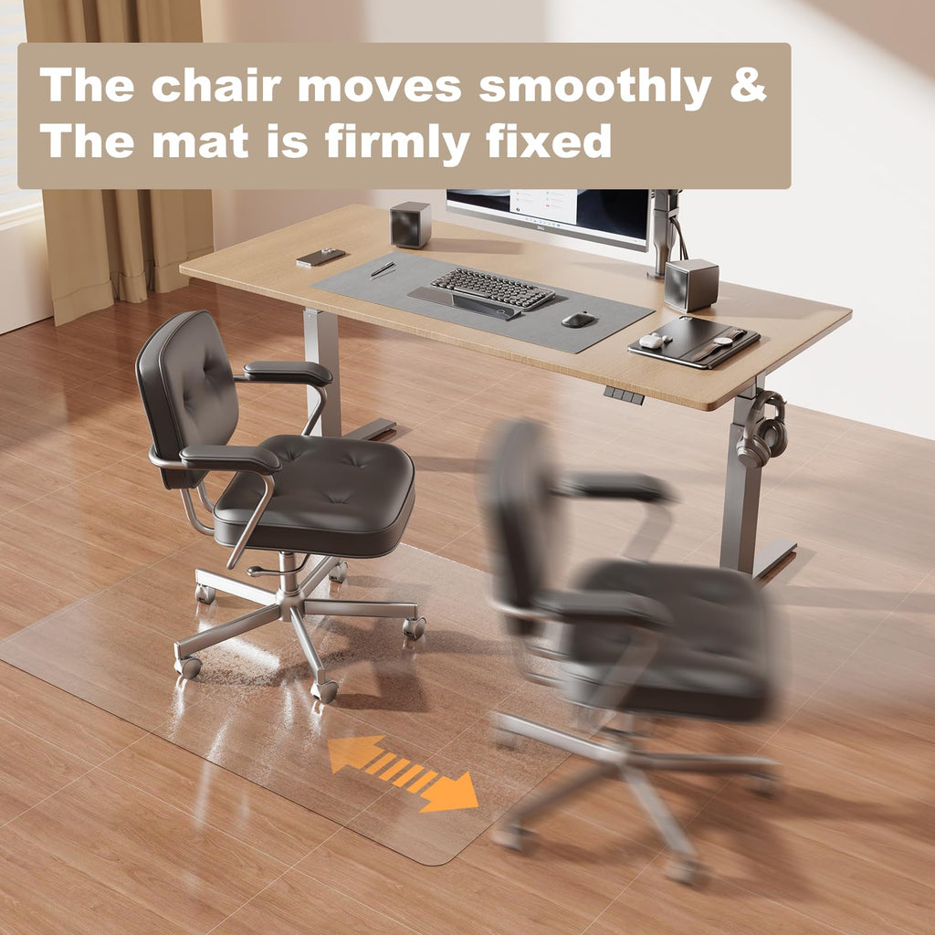 [Thickened to 2.0mm] 60"x75" Computer Chair Mat for Hardwood, PVC Office Mat for Hardwood Floor, Anti-Slip Rolling Chair Floor Protector,Vinyl Mats for Home, Under Desk Mats for Rolling Chairs