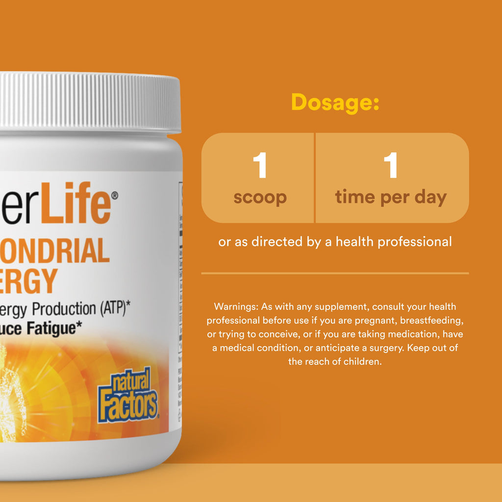 Natural Factors RegenerLife Powder - Supports Cellular Energy & Fatigue* - Mitochondria Support Drink Mix - Non-GMO - Tropical Flavor - 2.86 oz
