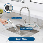 Cinwiny Kitchen Faucets, High Arc 360°Rotating Spout Kitchen Sink Faucet, 2 Handle 8 Inch Centerset RV Kitchen Faucet with Supply Lines, 3 or 4 Hole Kitchen Faucet with Side Sprayer, Brushed Nickel