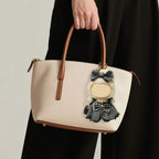 Clothes Compatible with LABUBU Doll – 4PCS Houndstooth lace Dress Set, 17cm Doll Clothes Designer Outfit for Urban Chic Theme, Classic Stylish Accessories for Labubu, No Doll (Houndstooth Rebel)