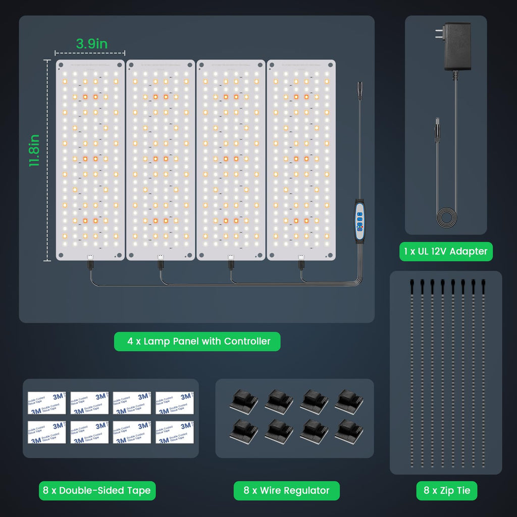 Garpsen Grow Lights for Indoor Plants, 6000K, for Seed Starting, 4Panels