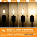 E12 Candelabra Edison Bulbs 60 Watt Equivalent, T6 6W Dimmable LED Light Bulbs for Chandelier, 600lm 2700K Warm White Clear Vintage Tubular Bulb, Small Filament Bulb for Ceiling Light, 6-Pack