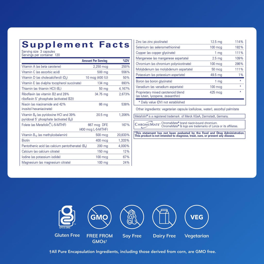 Pure Encapsulations Nutrient 950 Without Iron | Supplement to Support Cardiovascular, Immune, and Cellular Health, Bones, Hormone Metabolism, and Carbohydrate Utilization* | 360 Capsules