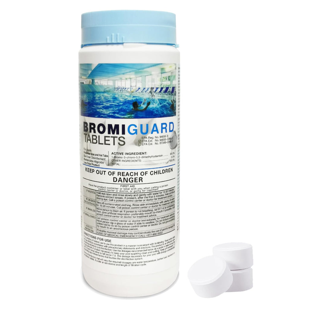 BROMIGUARD Bromine Tablets 1 Inch 1.8 Lbs for Spa Hot Tub Chemical Sanitizer Bromine Tabs | Long-Lasting 1" Brominating Tablets for Pools | Less Chlorine Odor 1.8 Pounds