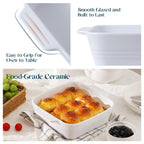 DOWAN 8x8 Baking dish, Square Baking Pan, Ceramic Casserole Dishes for Oven, Cake Pan with Handle, for Brownie, Lasagna, Casserole, 2 Quart, Home Gift, Bright White