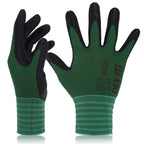DEX FIT Premium Nylon Nitrile Work Gloves FN320, 3 Pairs, 3D-Comfort Stretchy Fit, Firm Grip, Thin & Lightweight, Durable, Breathable & Cool, Machine Washable; Forest Green 8 (M)