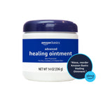 Amazon Basics Healing Ointment & Skin Protectant for Dry & Cracked Skin, Chapped Lips, Minor Cuts and Scrapes, Lip Repair Moisturizer, Fragrance Free, 14 oz, 4-Pack