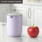 EKO Fandy 0.4 Gal/1.5L Mini Tabletop Trash Bin with Swing-Lid, Desktop Trash Can for Bathroom Countertop, Vanity, Coffee or Office, Small Garbage Bin (Lavender)
