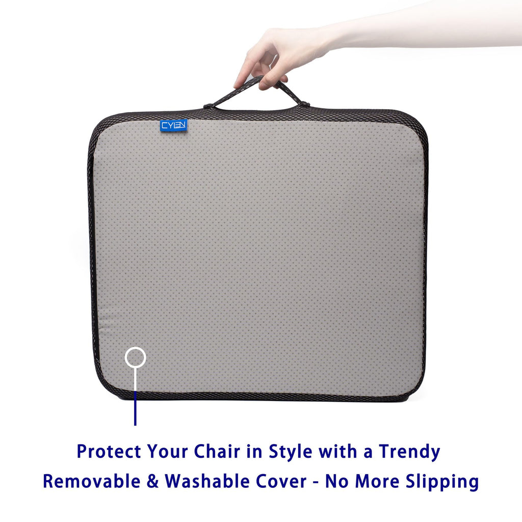 CYLEN Ifoam Gel Infused Memory Foam Layer Wheelchair Cushion - Seat Cushion for Wheelchair-Office Chair, Kitchen Chair, Car Seats-Pressure Sore and Tailbone Pain Relief-High Dense Polyfoam Base(Black)